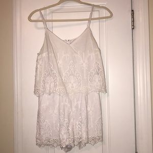 Saks White Lace Romper